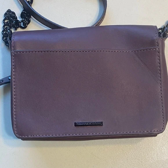 Rebecca Minkoff Plum Leather Mini Crossbody Bag with Gunmetal Hardware - Picture 3 of 6